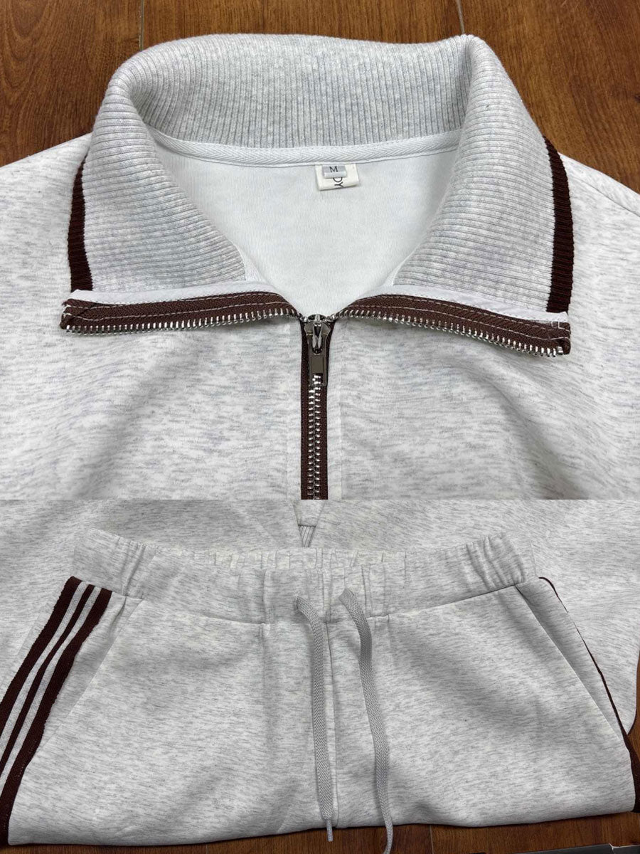 Half-Zip Sweatshirt & Wide-Leg Pants Set