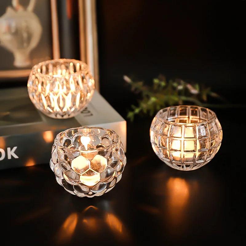 Elegant Wave Textured Glass Candle Holder
