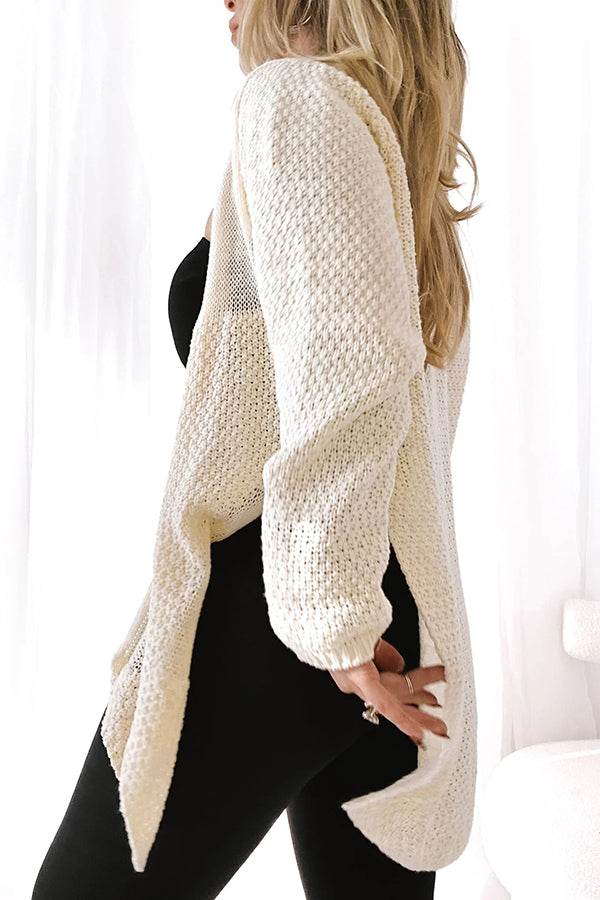 Cozy Knit Mid-Length Cardigan with Long Sleeves