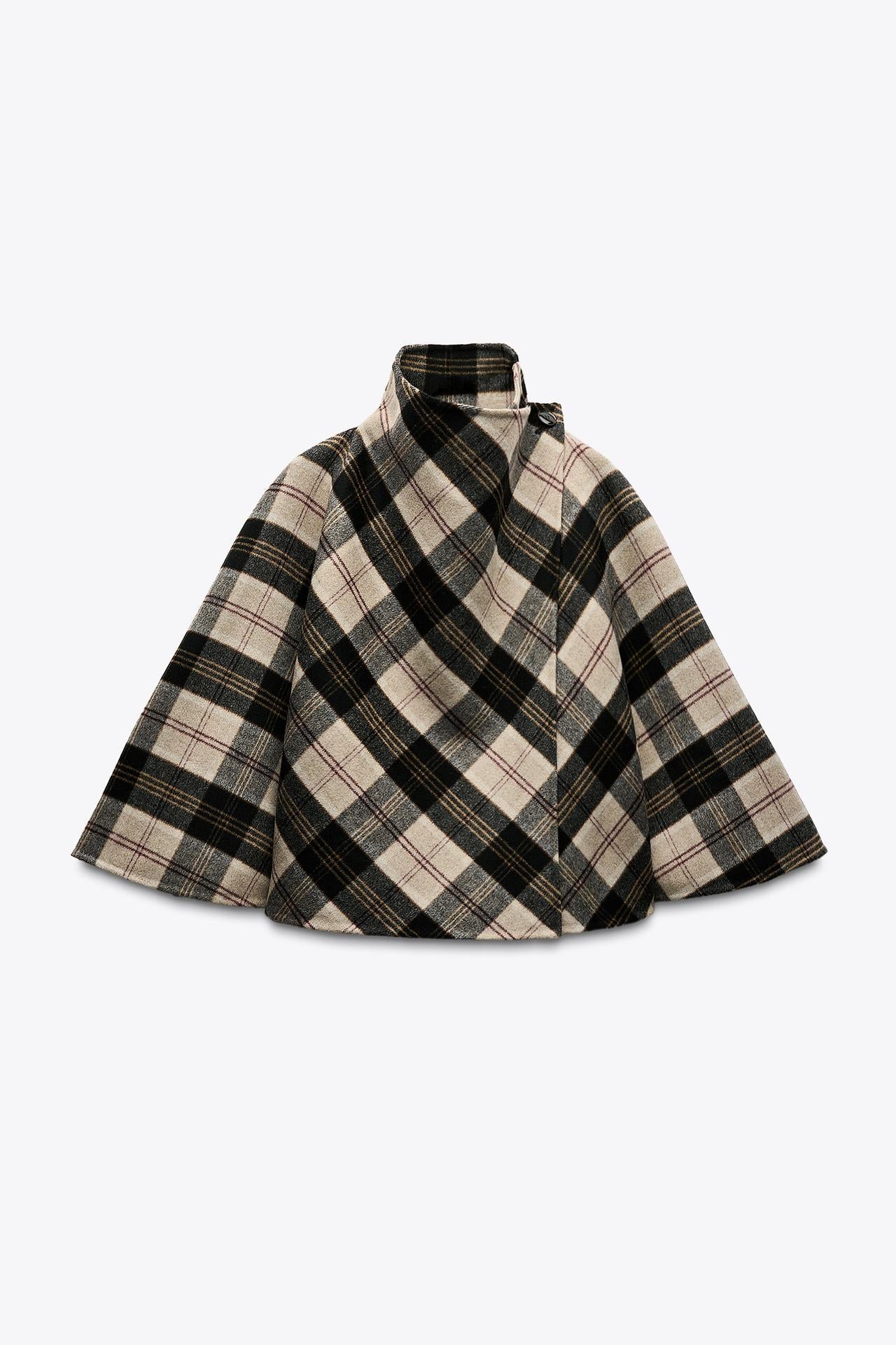 Chic Checked Cape Coat for Stylish Layering