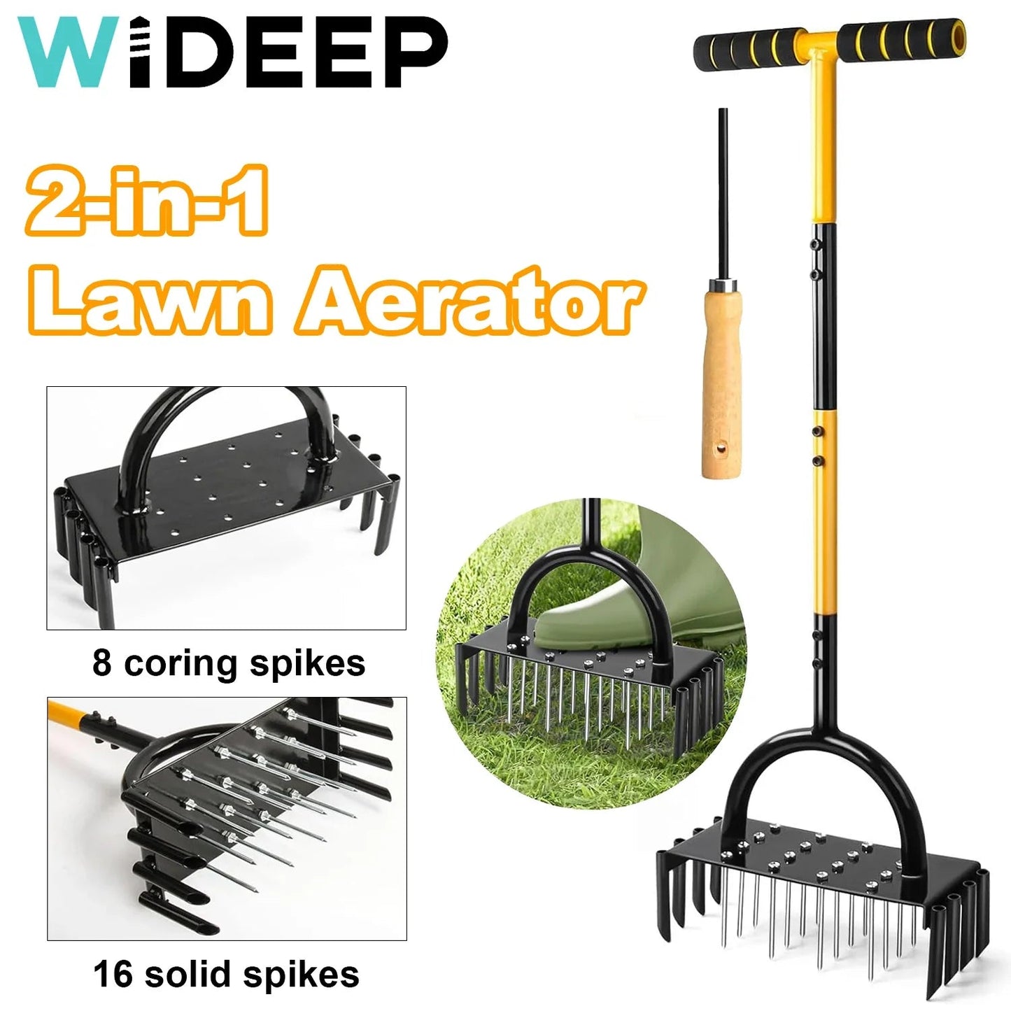 GreenPro™ - Manual Lawn Aerator with Carbon Steel Spikes for Healthy Garden