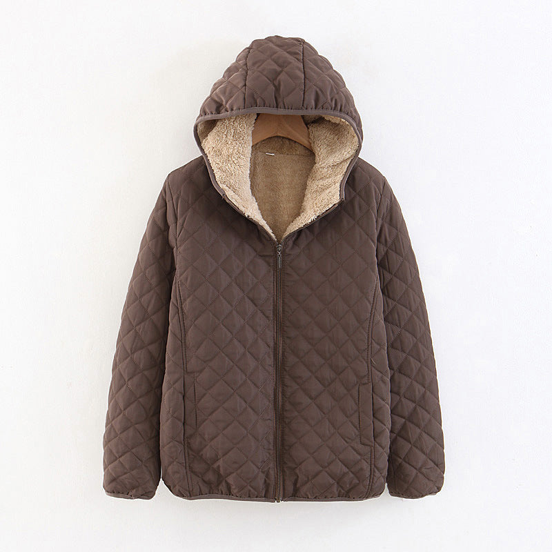 Quilted Hooded Jacket with Plush Lining