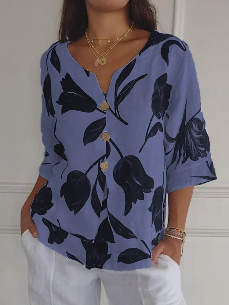 V-Neck Printed Tunic Top