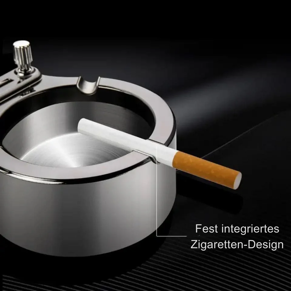 AshKeeper™ - Sleek Metal Ashtray with Built-in Lighter