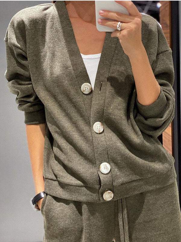 Cozy Casual V Neck Sweater and Pants Set