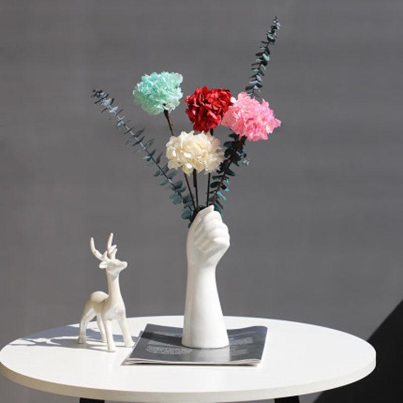 Glossy Ceramic Hand-Shaped Vase Artistic Home Decor Accent