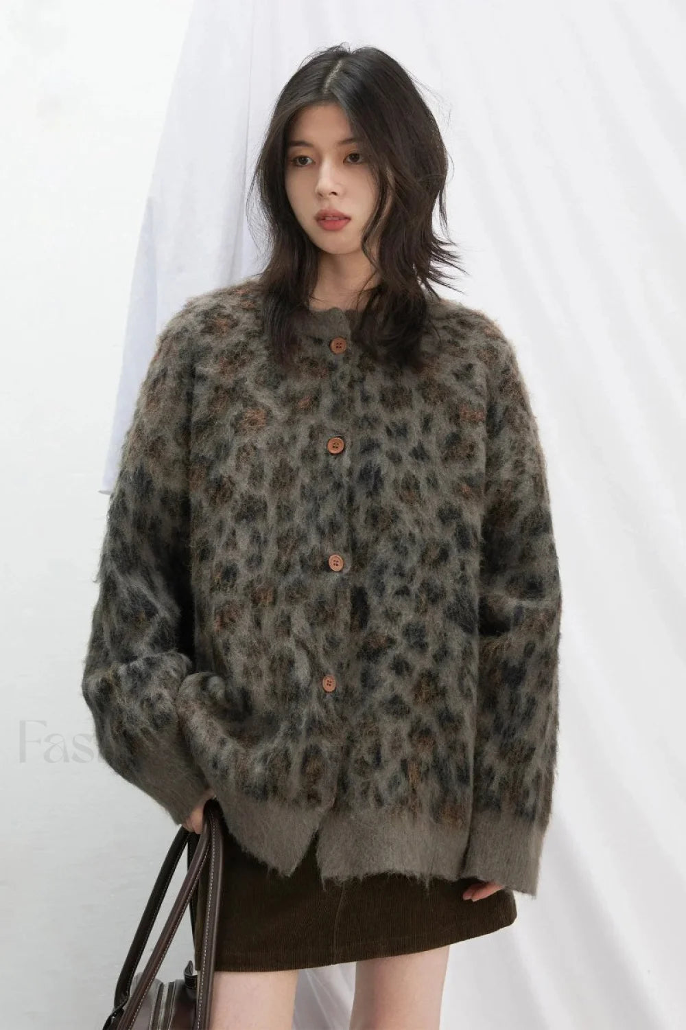 Cozy Leopard Print Single Breasted Cardigan