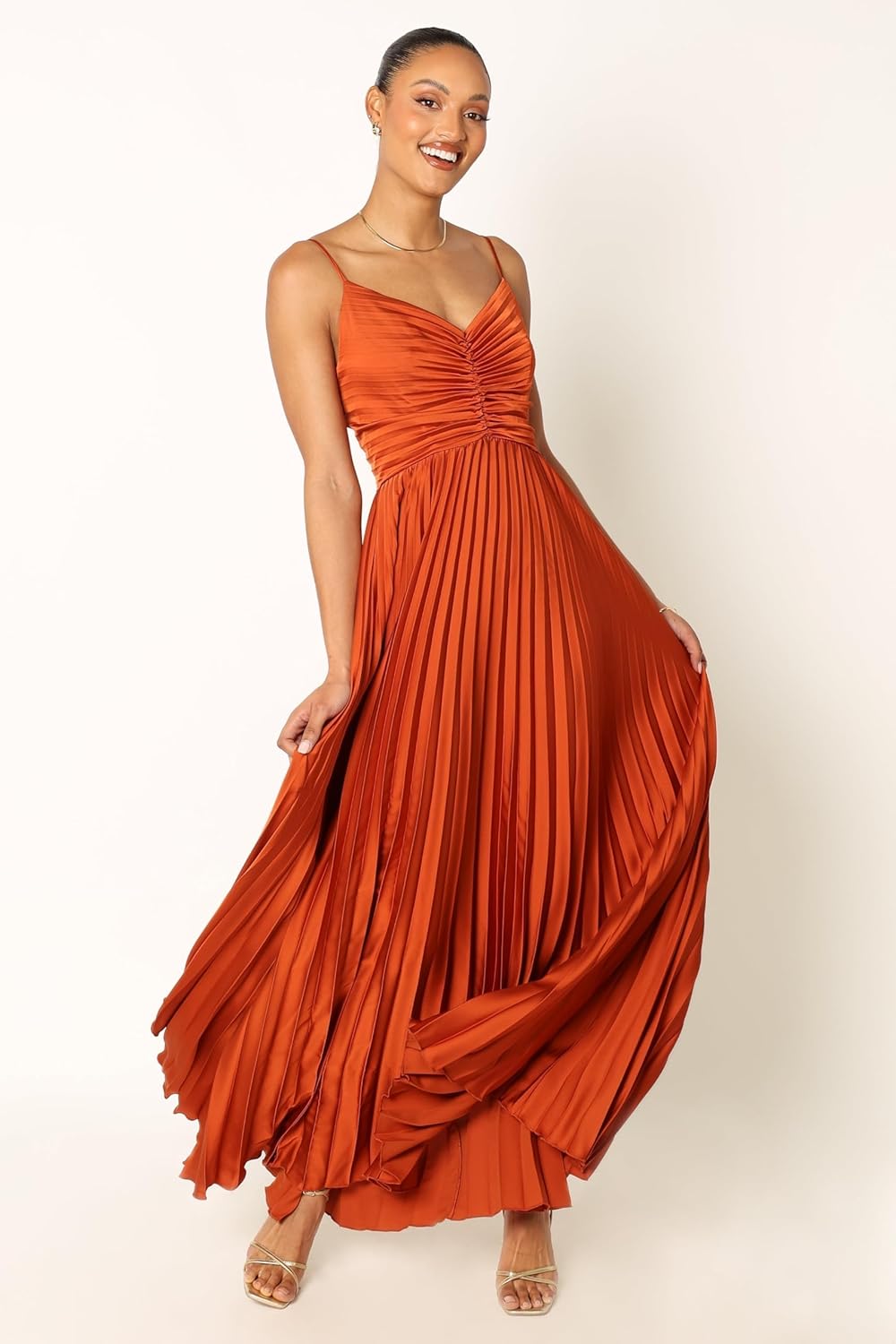 Elegant Pleated Midi Dress for Formal Occasions
