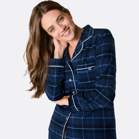 Cozy Blue Flannel Christmas Pajamas for Women