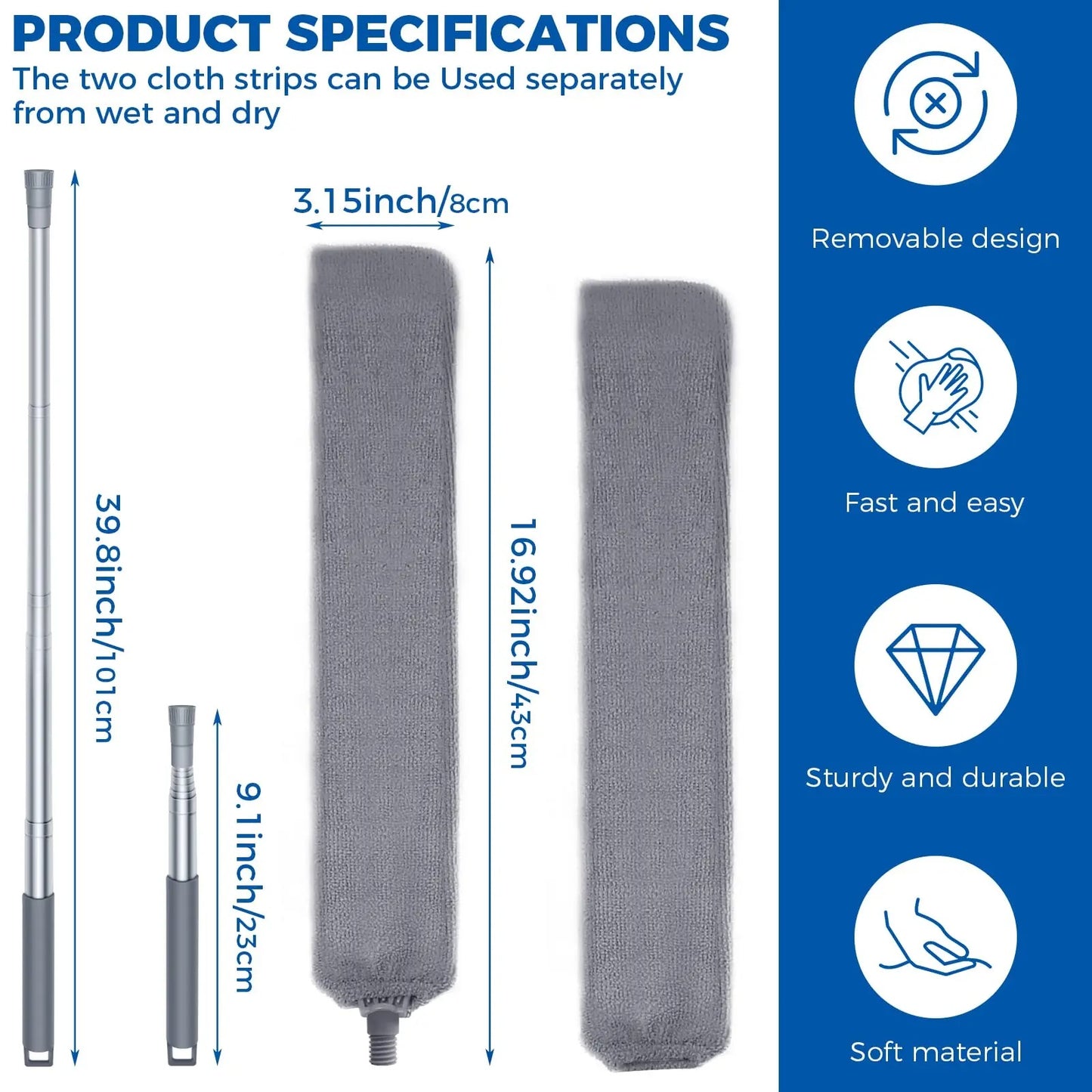 CleanEase™ - Retractable Microfiber Duster for Hard-to-Reach Spaces