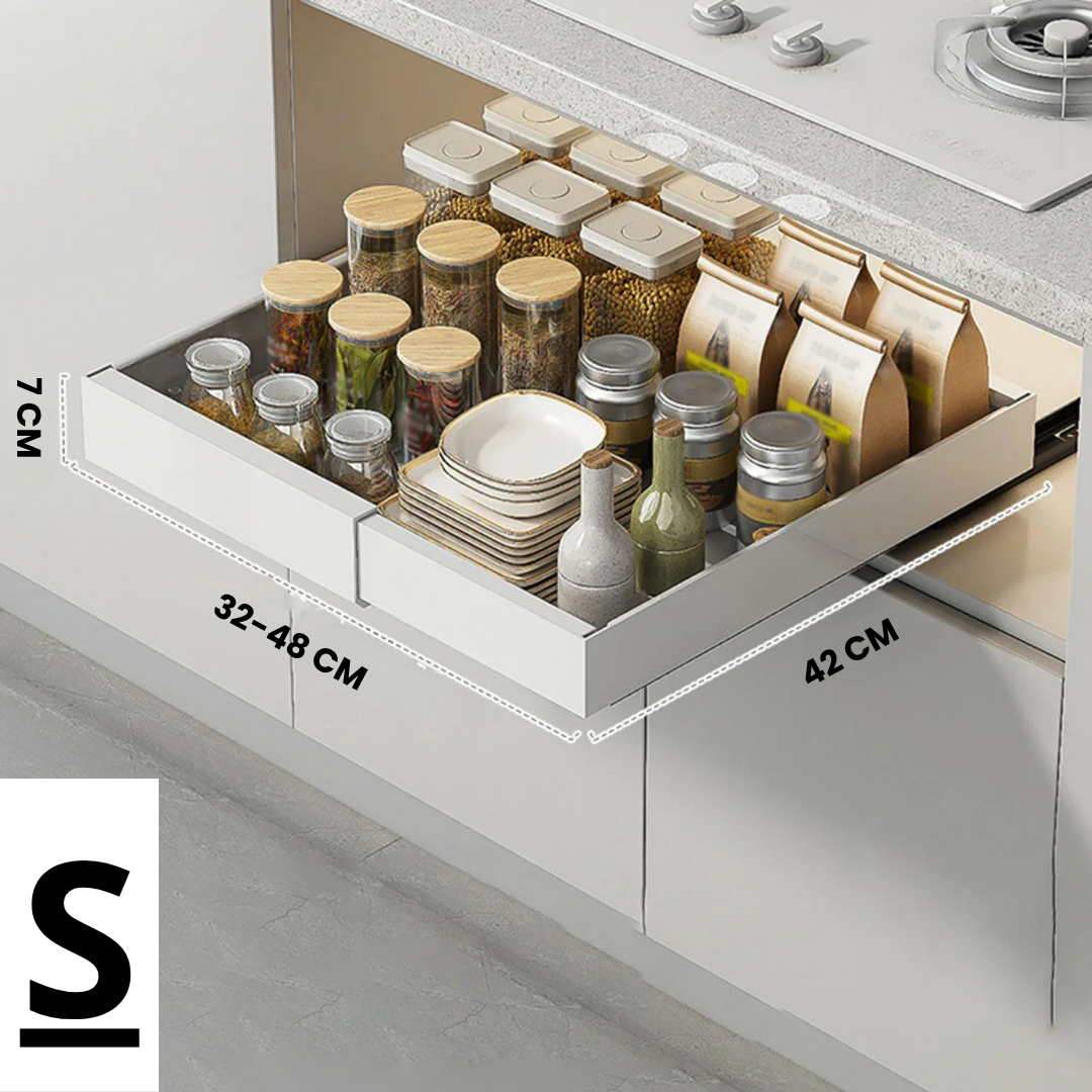 FlexiShelf™ - Adjustable Kitchen Organizer for Cabinets & Counters