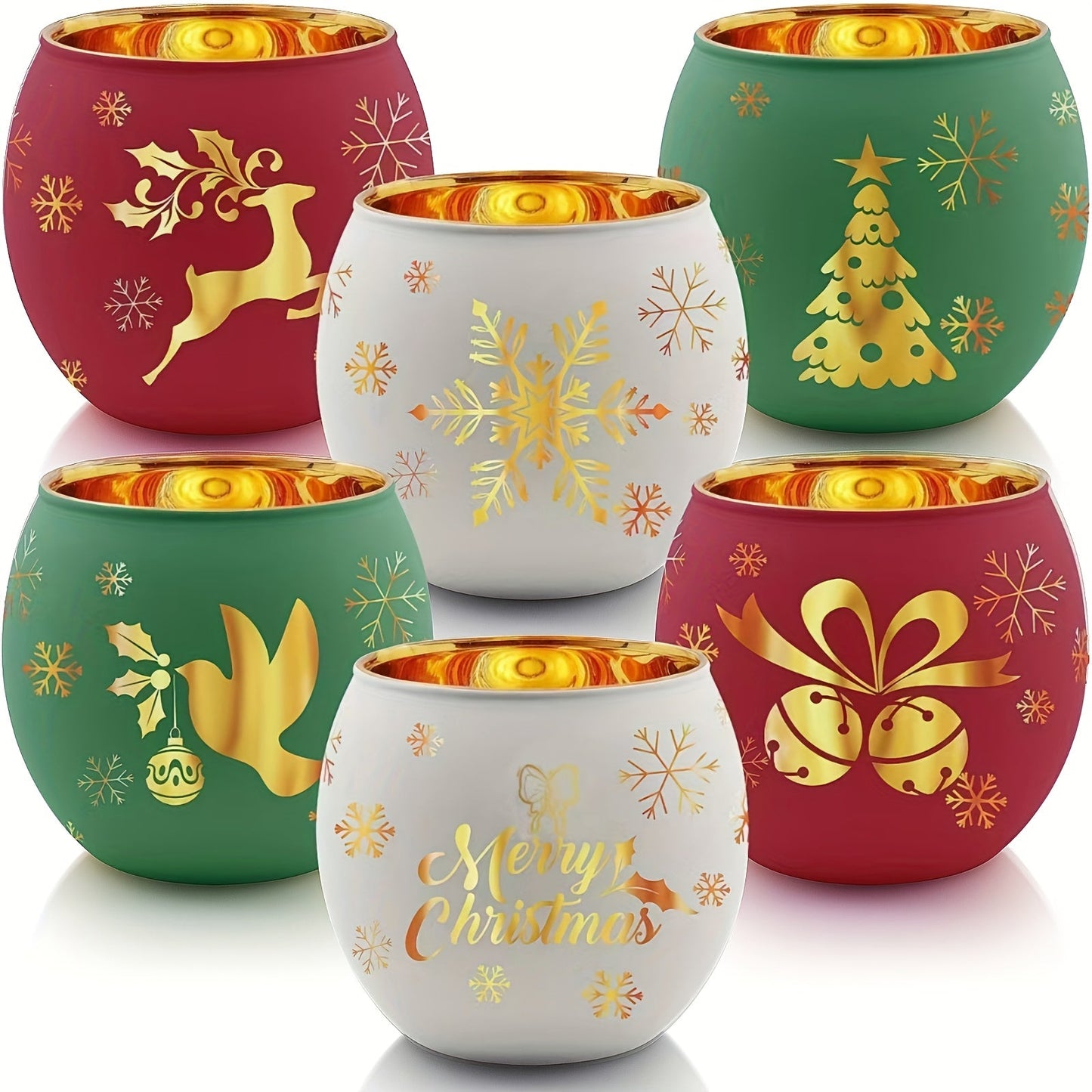 GlowHaven™ - Festive Christmas Candle Holder Set of 6