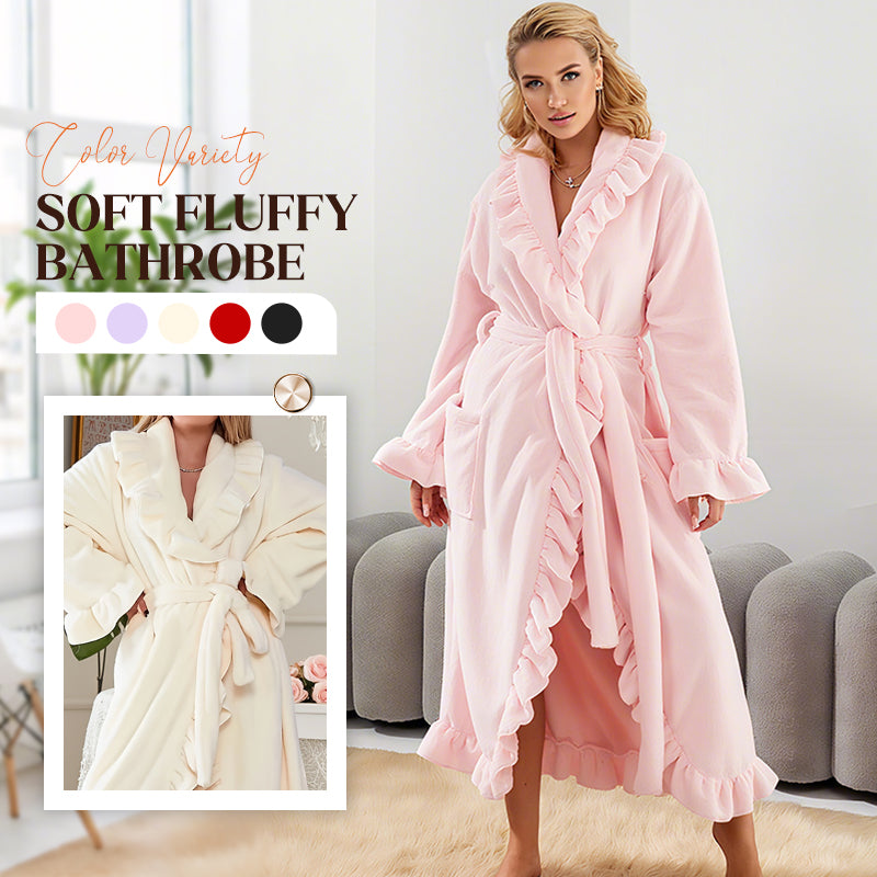 SereniWear™ - Ultra Soft Bathrobe with Elegant Ruffle Trim
