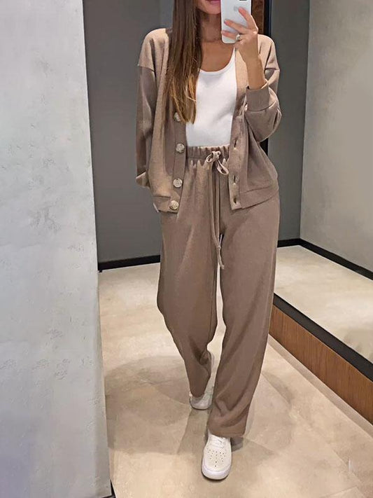 Cozy Casual V Neck Sweater and Pants Set
