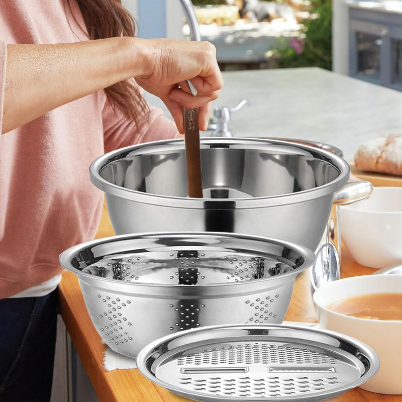 FlexiPrep™ - Multi-Function Kitchen Tool for Draining, Grating & Cutting