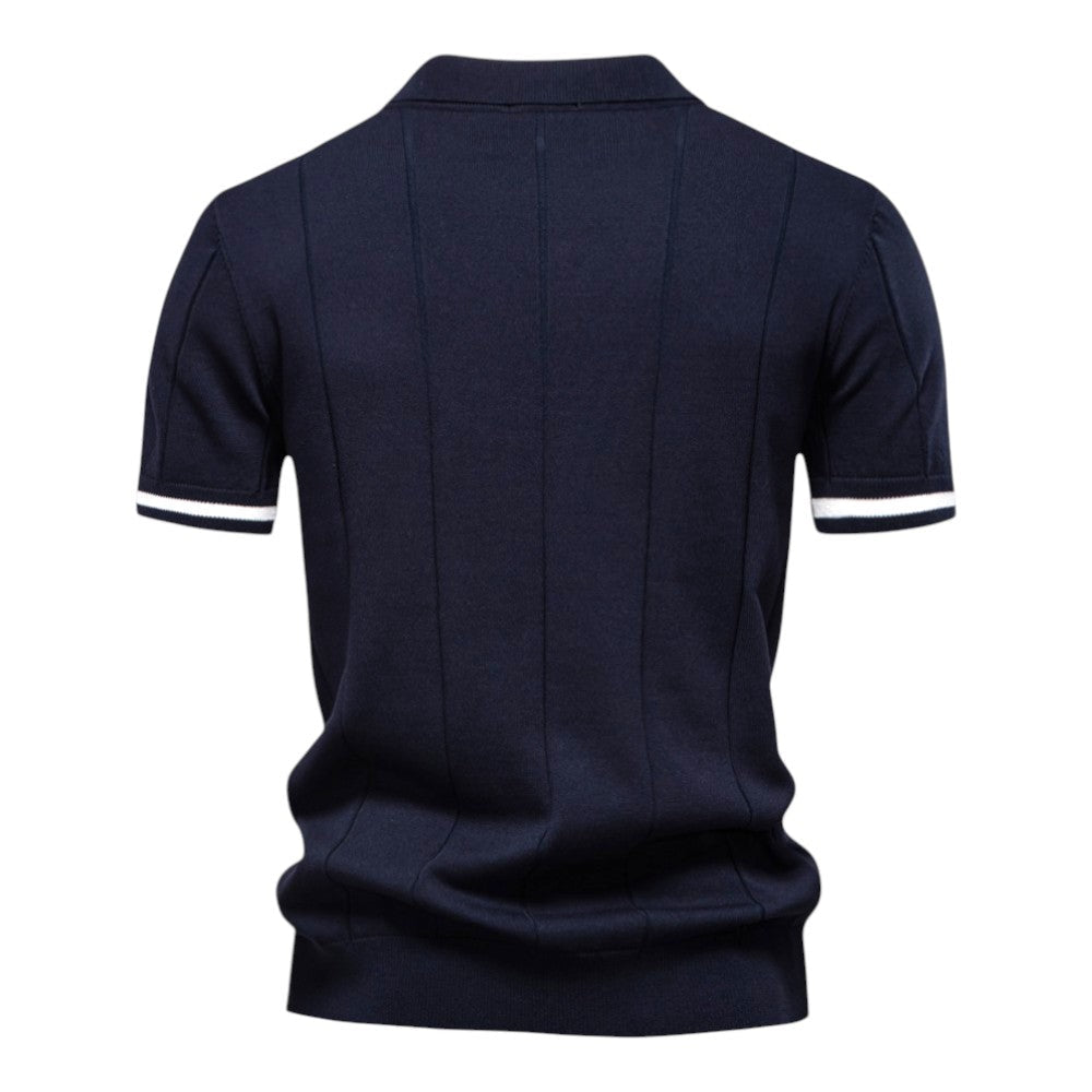 Men's Stretch Viscose Polo Shirt with Knit Texture