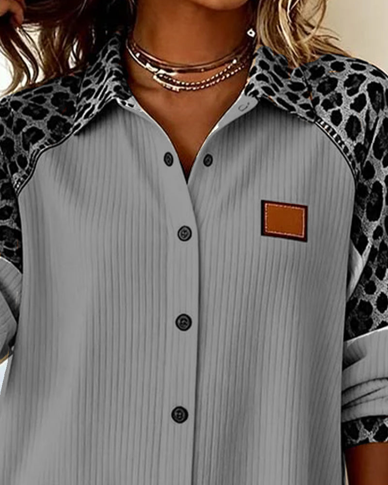 Casual Shirt with Animal Print Sleeves