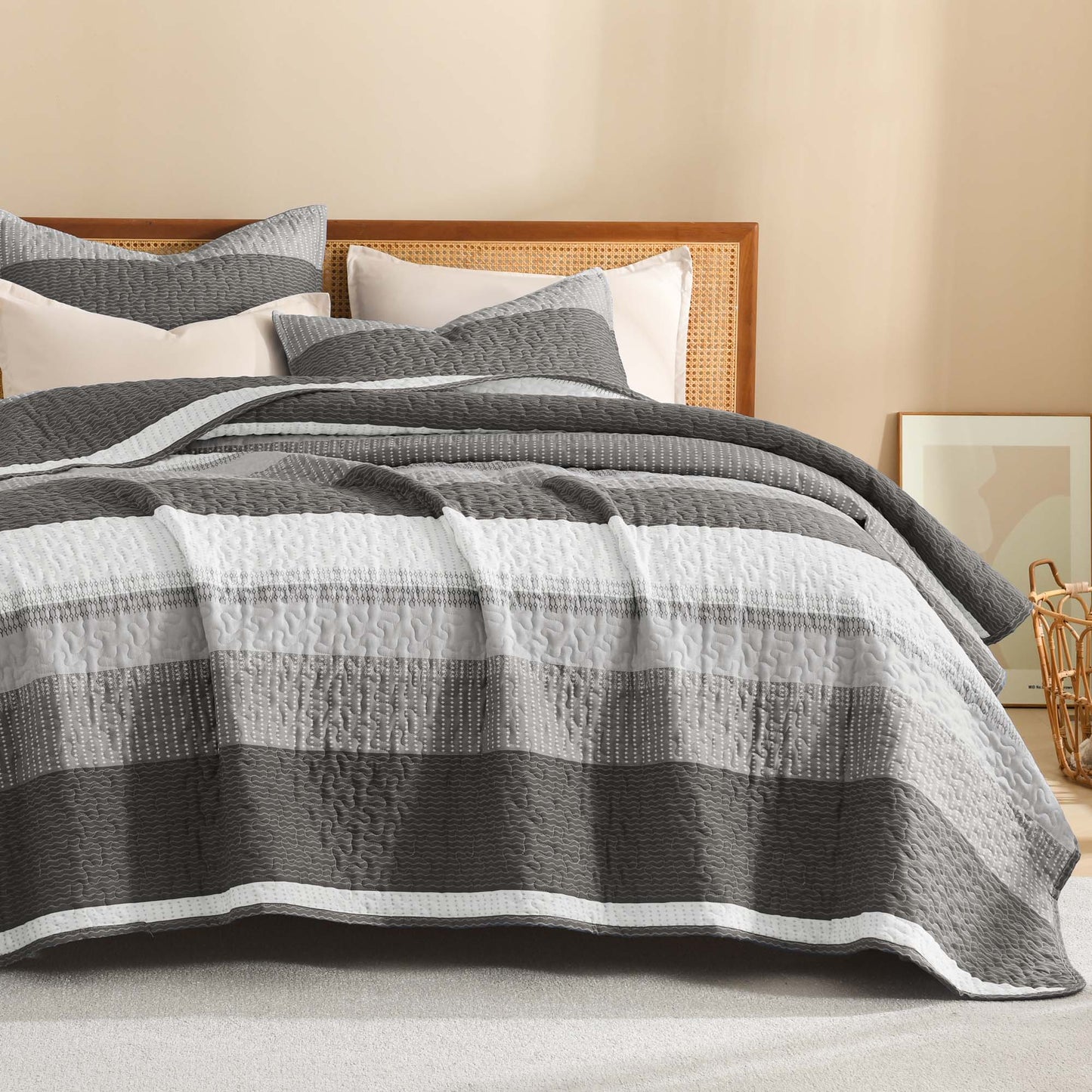 Striped Quilt Set with Cozy Cloudlike Comfort