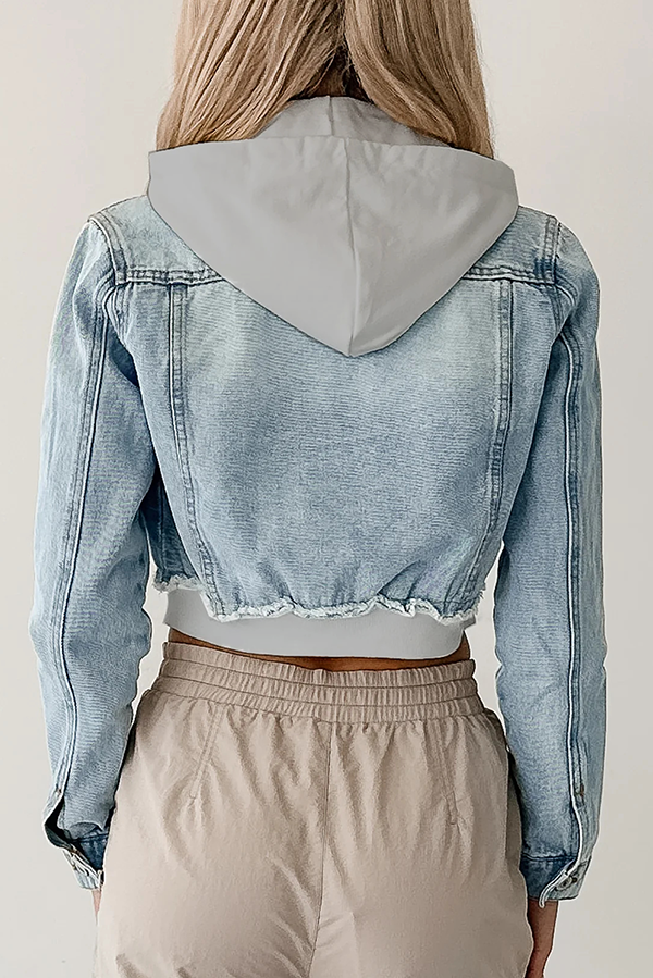Casual Patchwork Denim Hooded Jacket