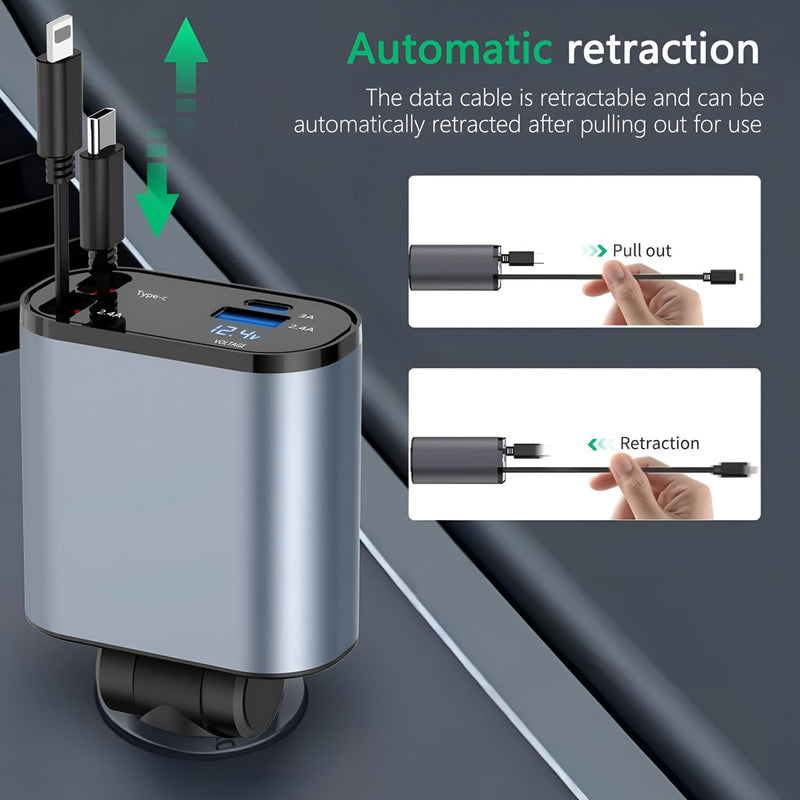 4-in-1 Car Charger Organizer and Fast Charging Hub