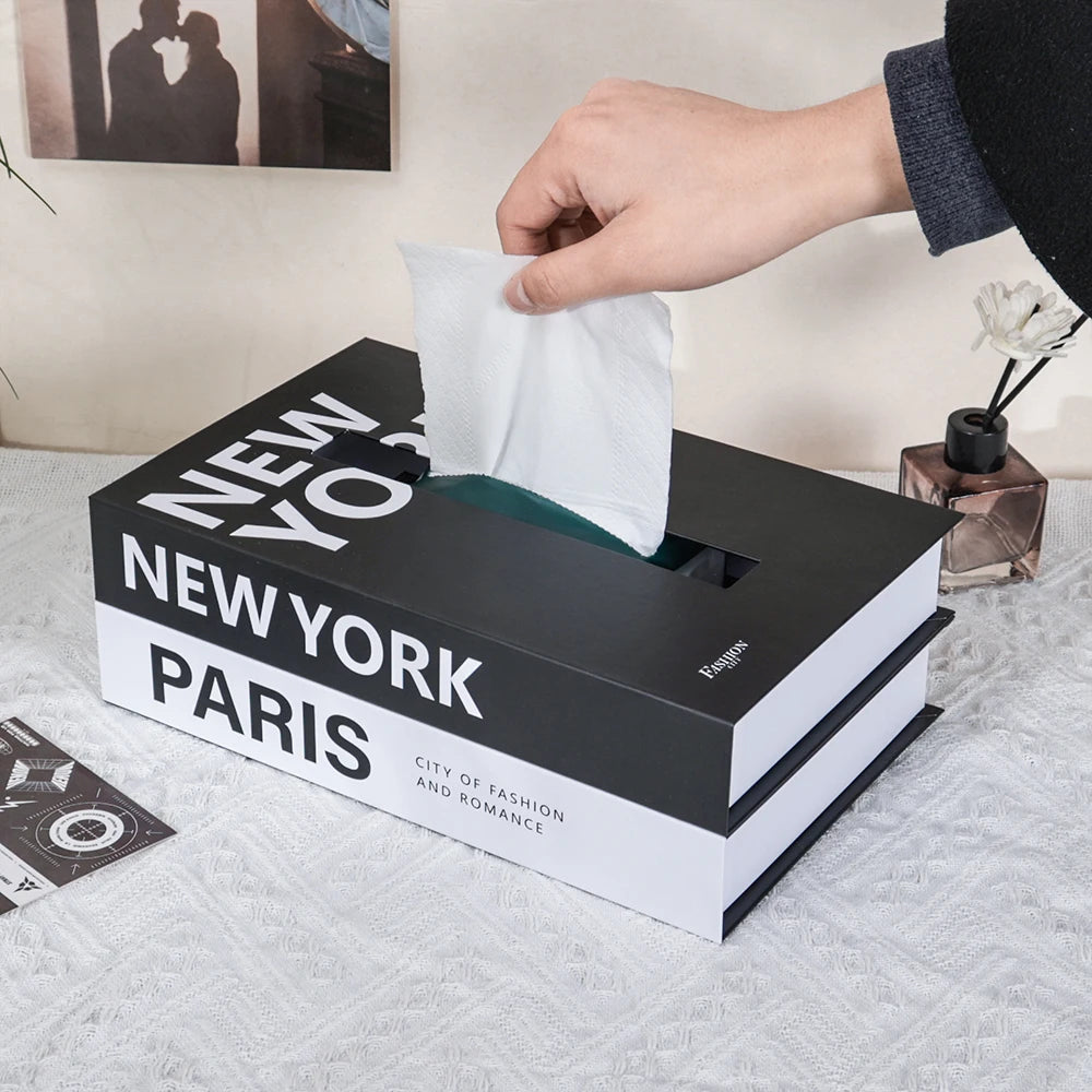 Decorative Book-Style Tissue Box Holder for Stylish Storage