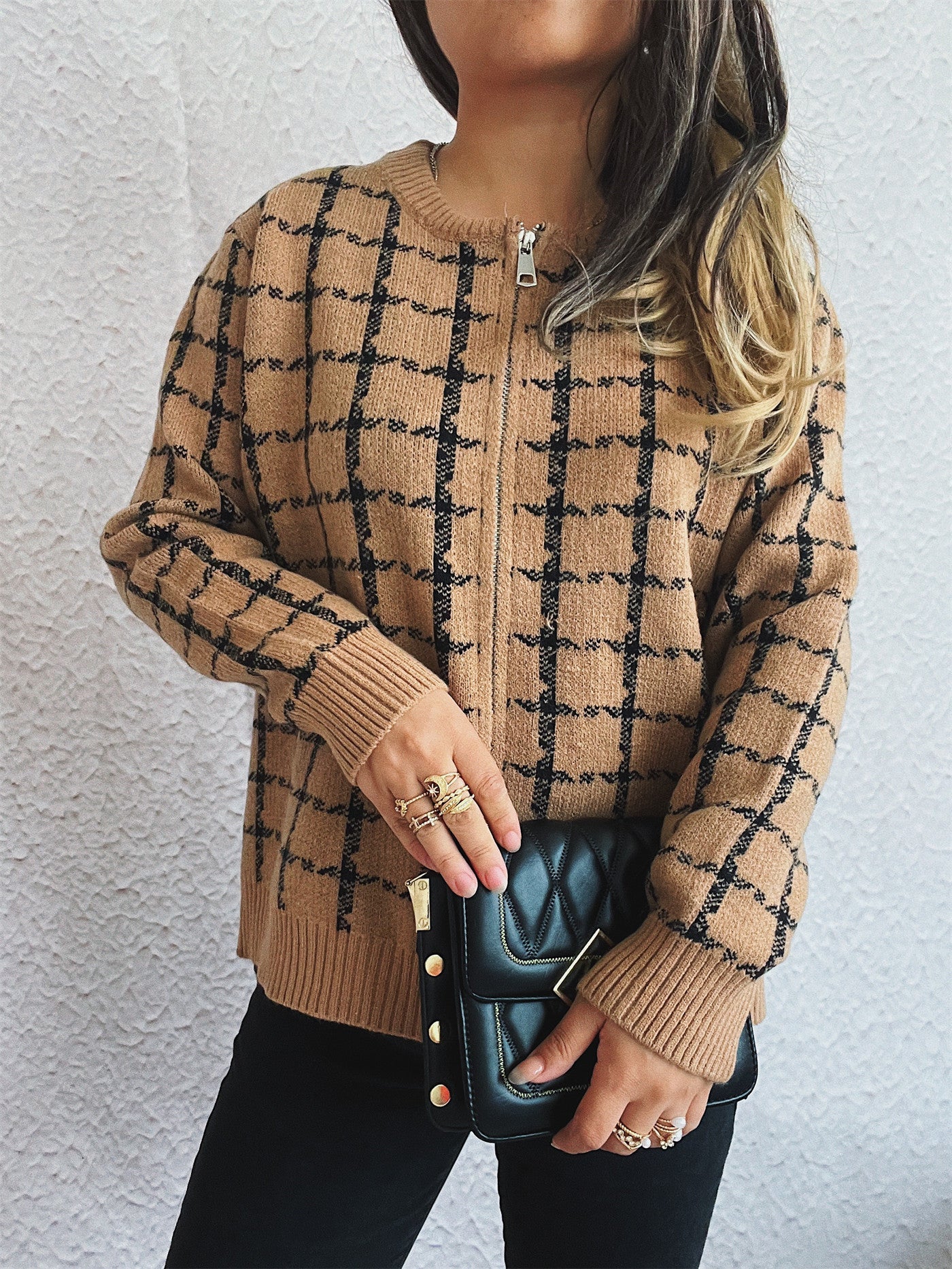 Cozy Checked Cardigan with Pockets for Everyday Style