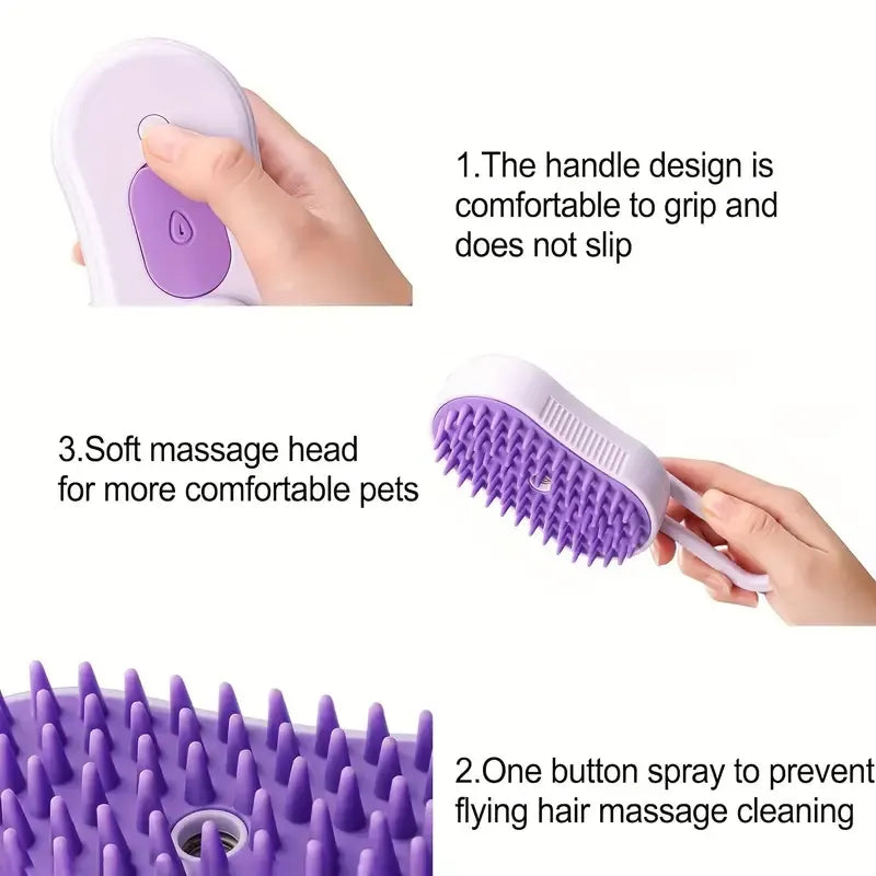 Steam-Infused Pet Grooming Brush for Smooth Fur