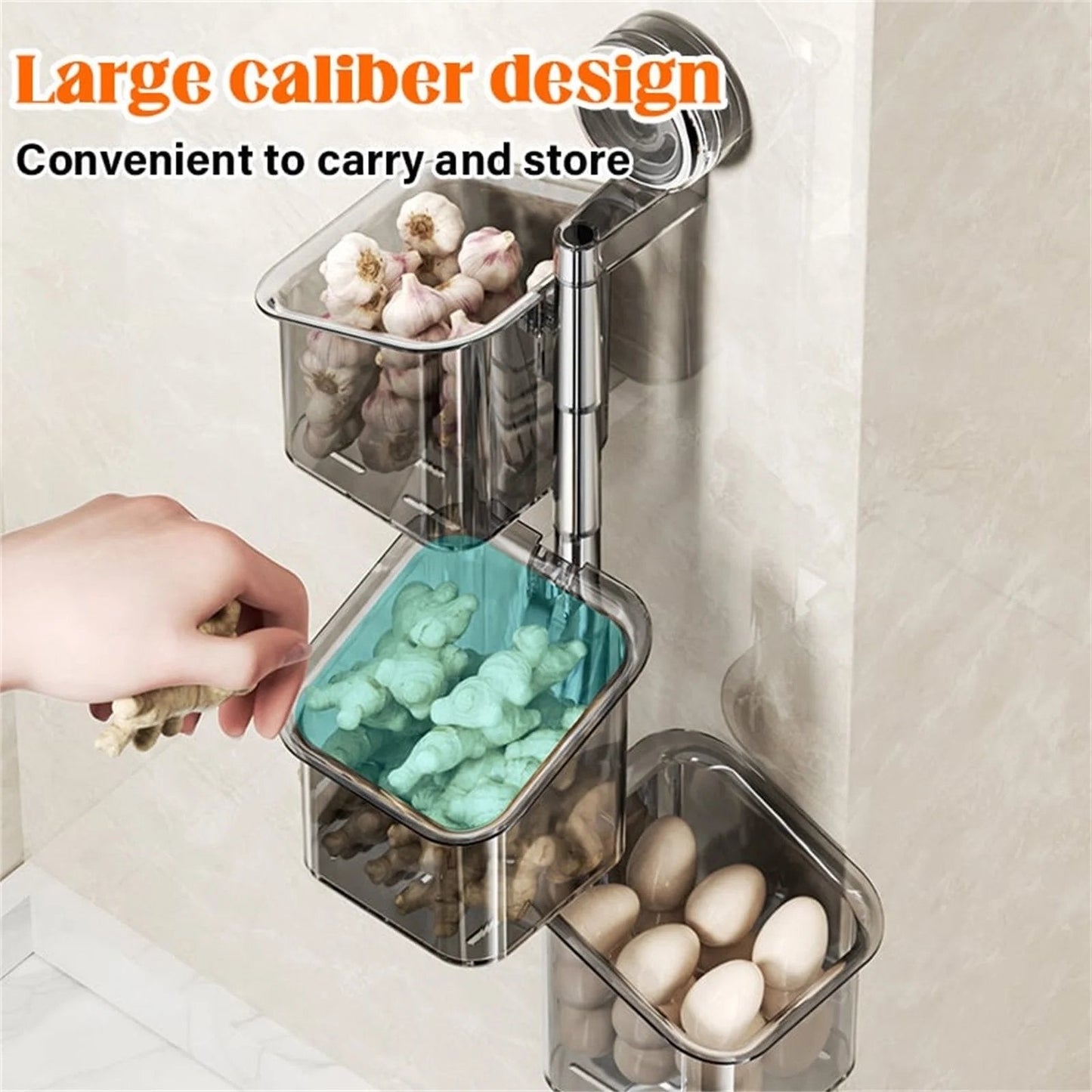 OrganizeEase™ - 3-Tier Rotating Kitchen Suction Shelf