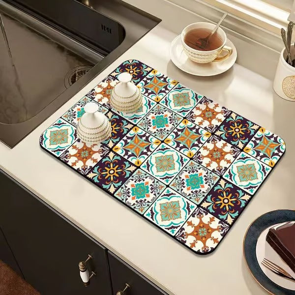 Quick Dry Water Draining Mat for Kitchen and Bathroom