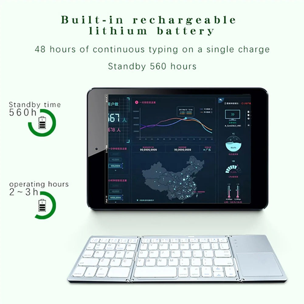 TechSwift™ - Foldable Mini Bluetooth Keyboard with Touchpad for Mobile Devices