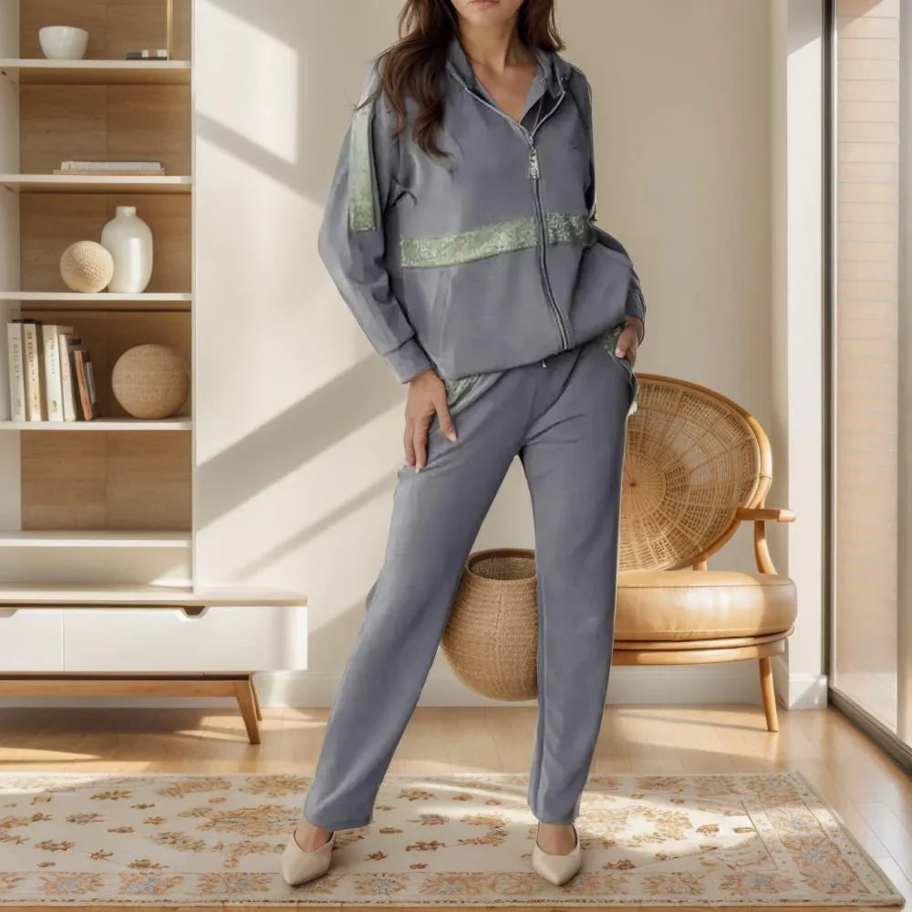 Soft Sweatshirt Set with Subtle Shine