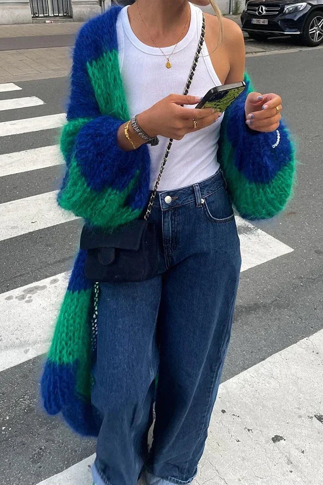 Cozy Striped Oversized Knit Cardigan