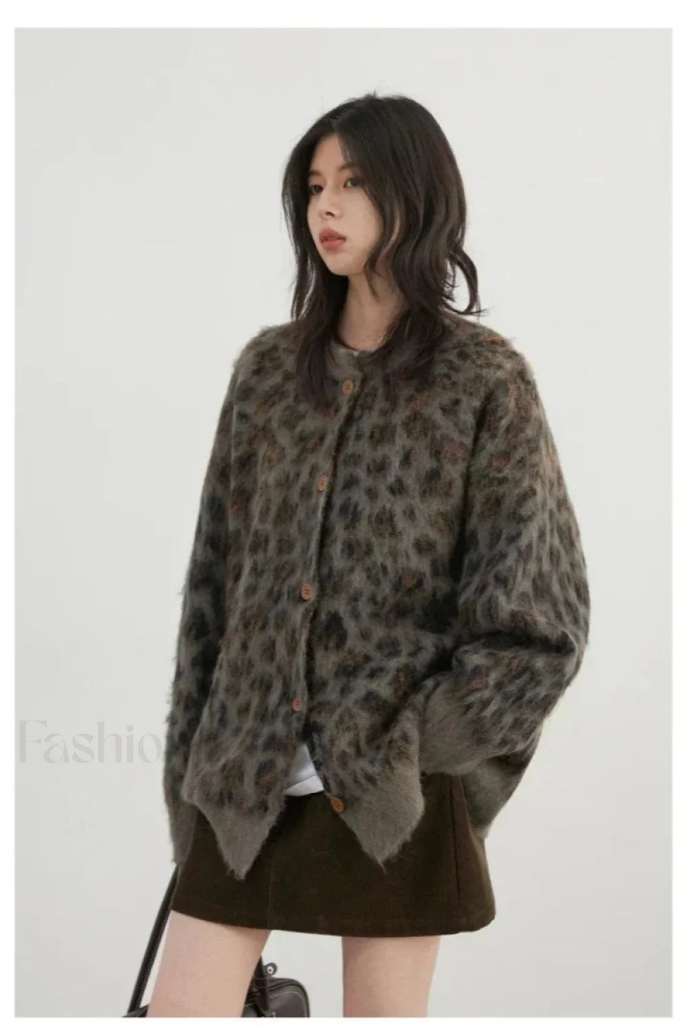Cozy Leopard Print Single Breasted Cardigan
