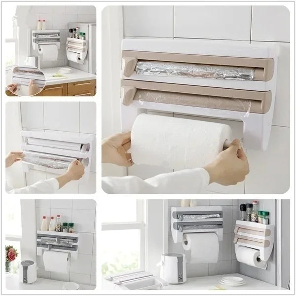 VelaWrap™ - Wall-Mounted Kitchen Wrap Dispenser & Spice Rack