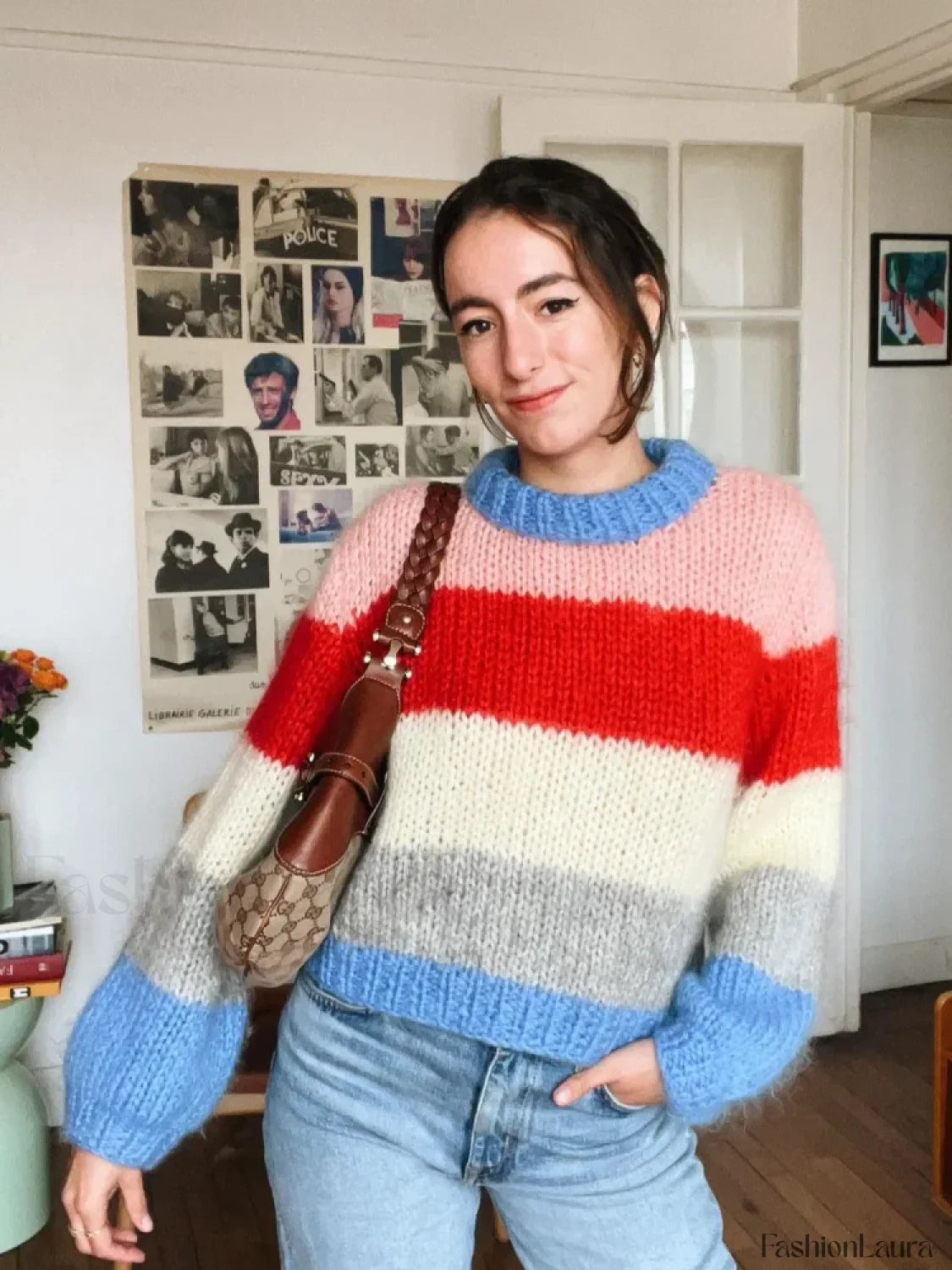 Colorful Striped Knit Pullover Sweater for Casual Chic Looks
