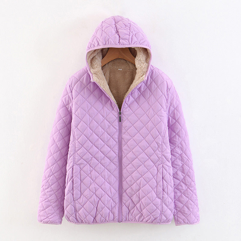 Quilted Hooded Jacket with Plush Lining