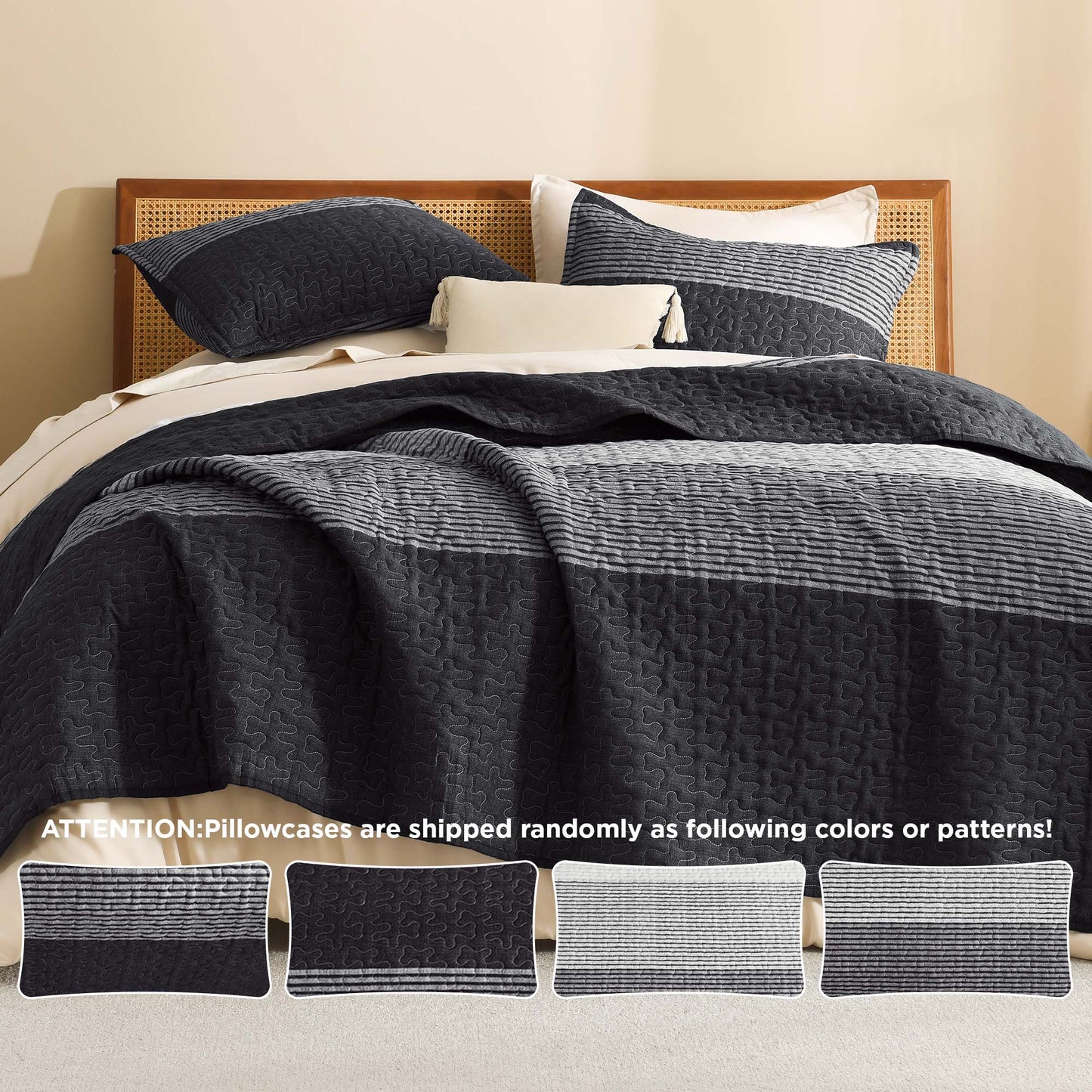 Striped Quilt Set with Cozy Cloudlike Comfort