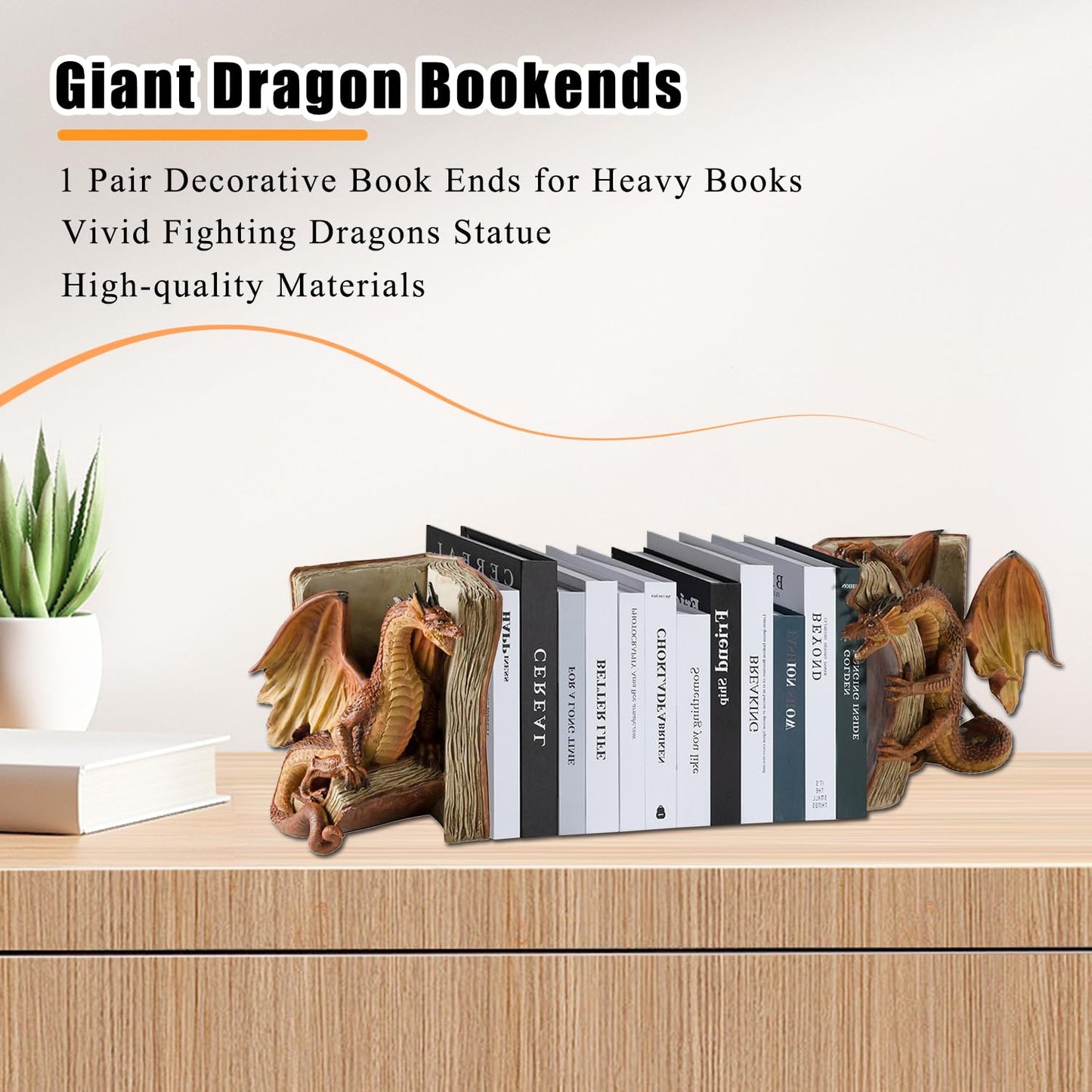 Mythical Dragon Bookends for Magical Home Decor