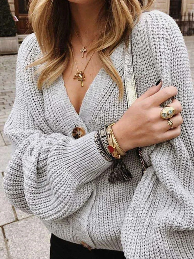 Women’s Puff Sleeve Knitted Cardigan