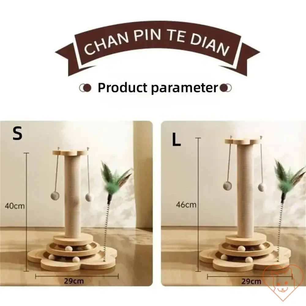 PurrfectPlay™ - Wooden Cat Turntable & Sisal Scratching Post