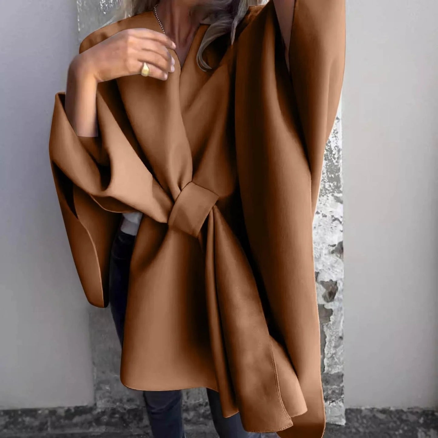 Cozy Knit Long Cardigan with Batwing Sleeves