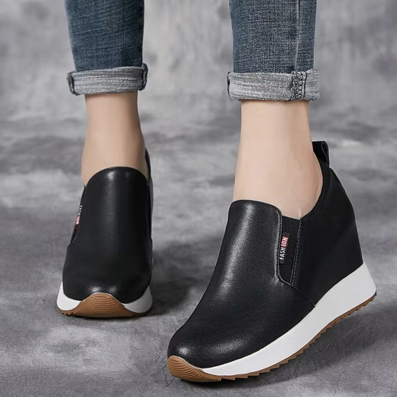 Chic Genuine Leather Ankle Boots with Block Heel
