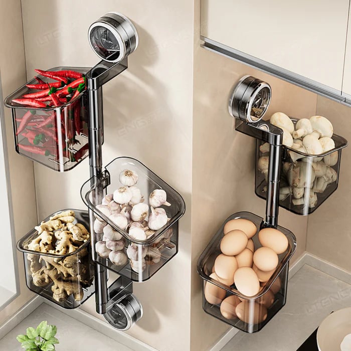 OrganizeEase™ - 3-Tier Rotating Kitchen Suction Shelf