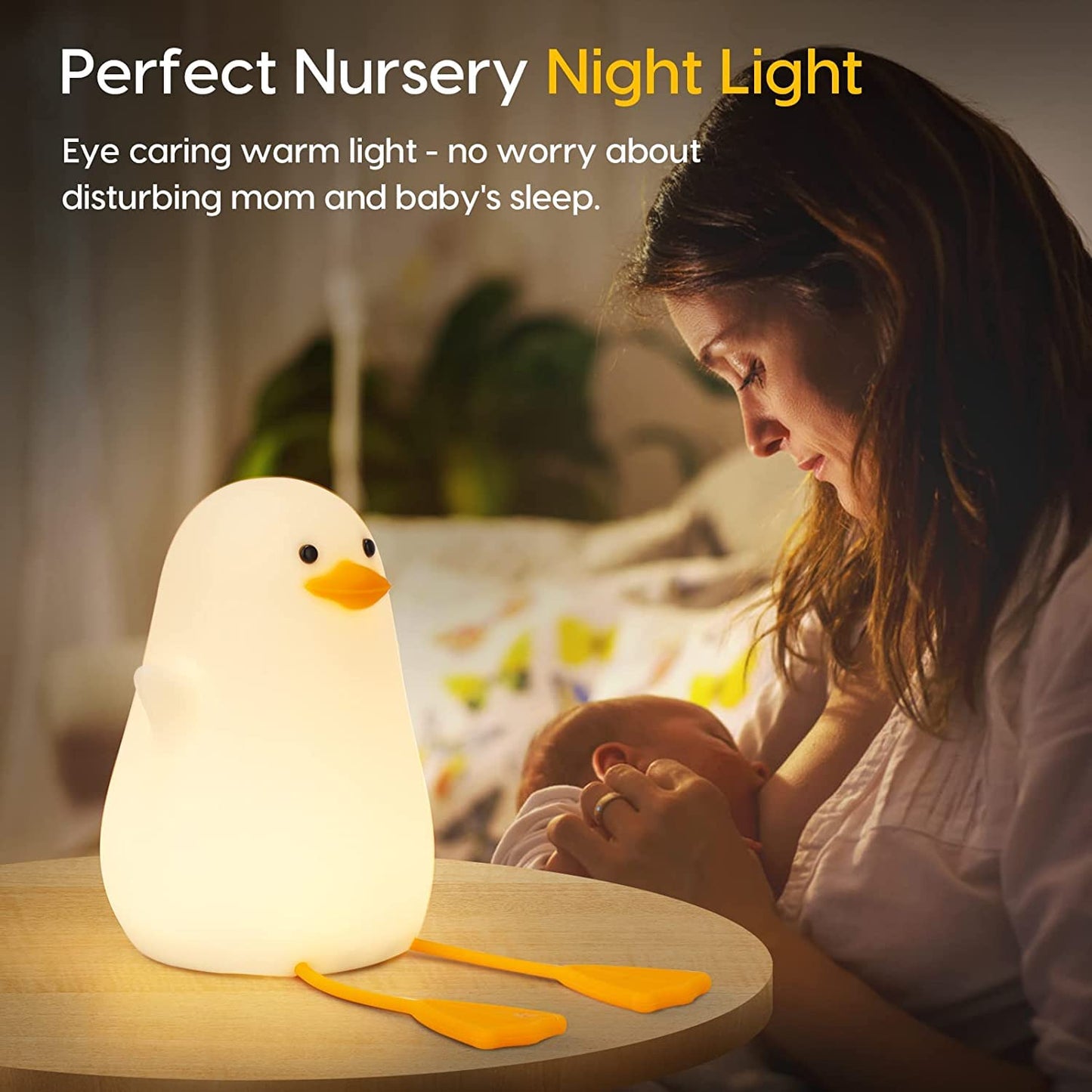 Cute Squishy Duck Night Light for Kids Bedroom Decor