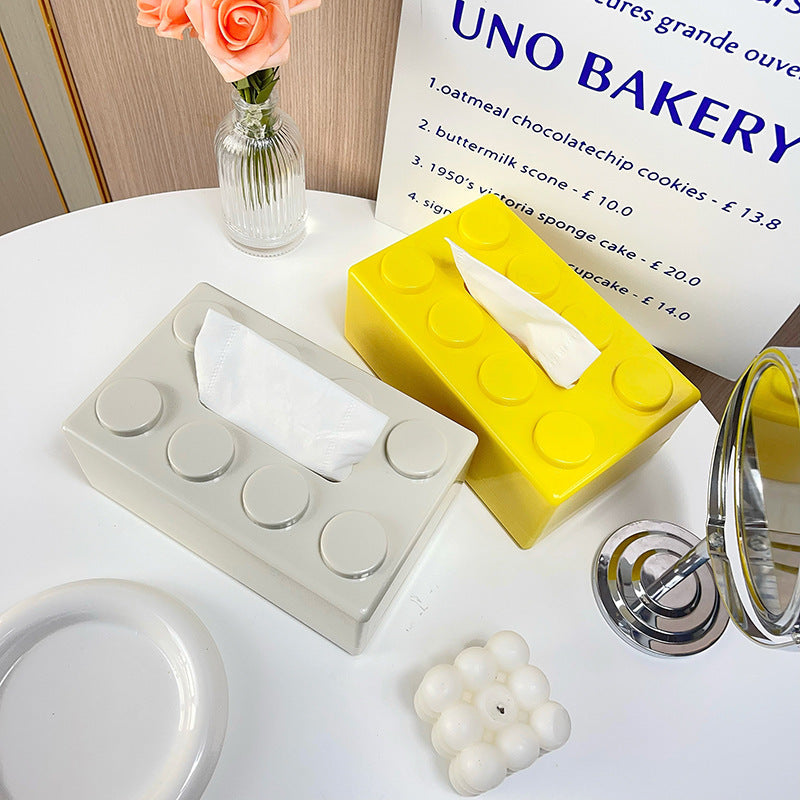 Modern Wall-Mounted Tissue Holder with Playful Block Design