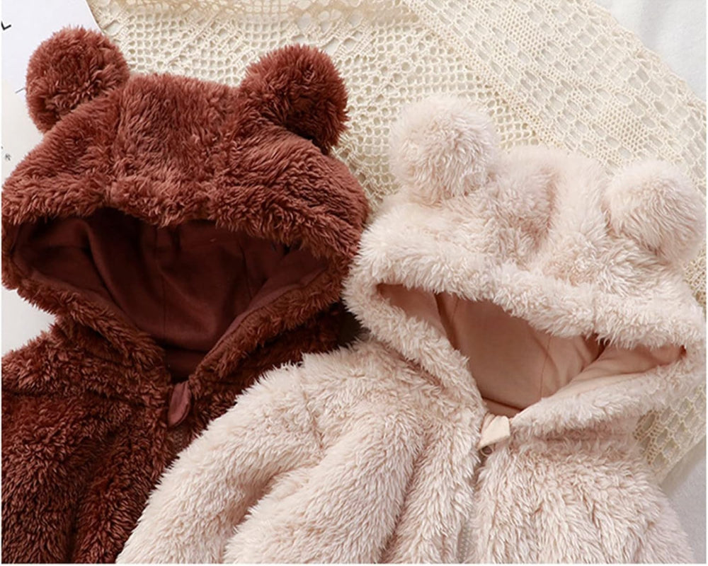 Lunoa™ - Baby Hooded Bear Ear Fluffy Romper