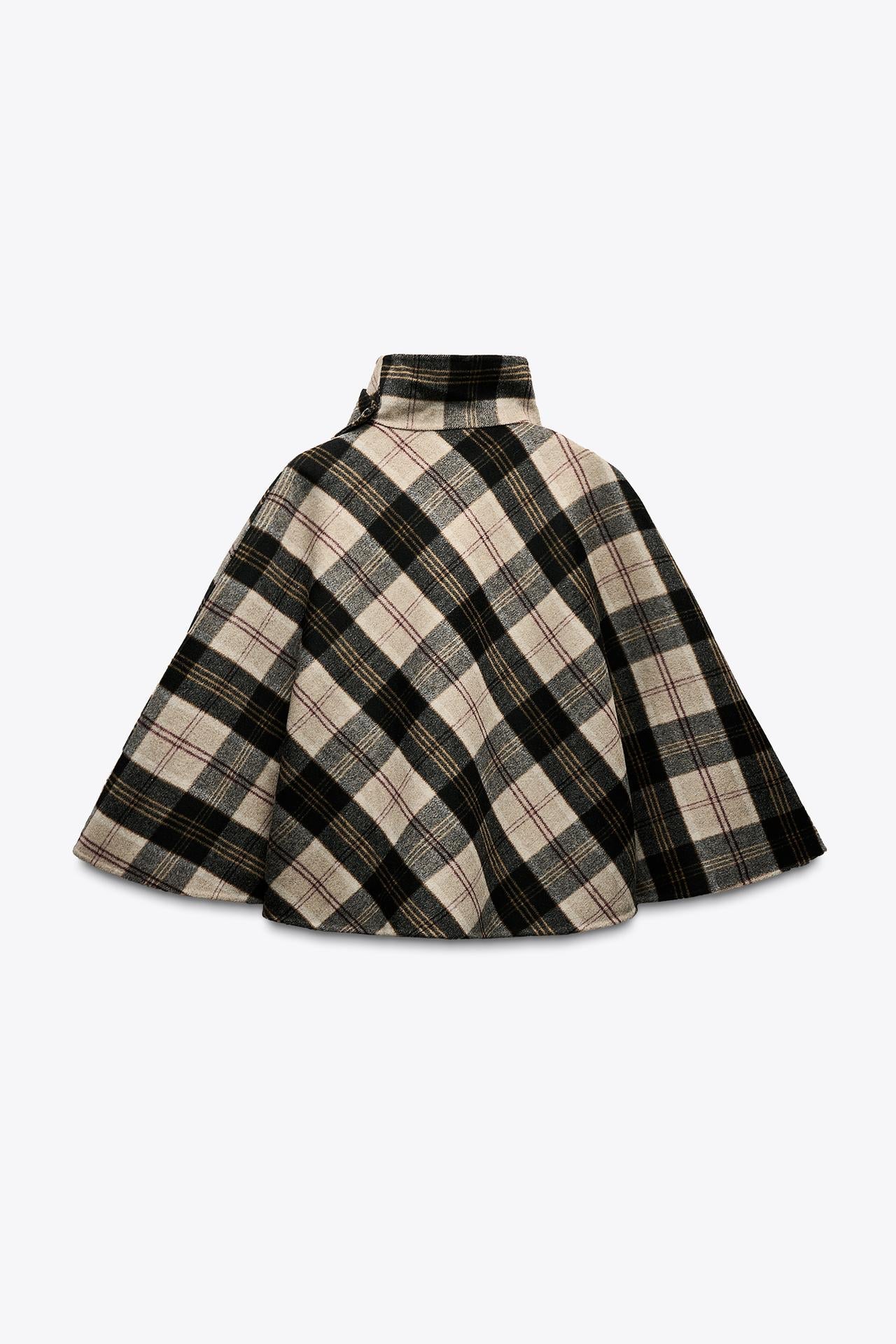 Chic Checked Cape Coat for Stylish Layering