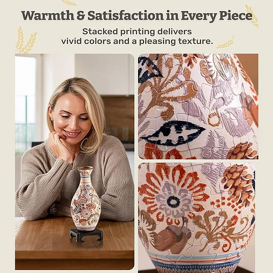 3D Floral Jigsaw Puzzle Vase Decor