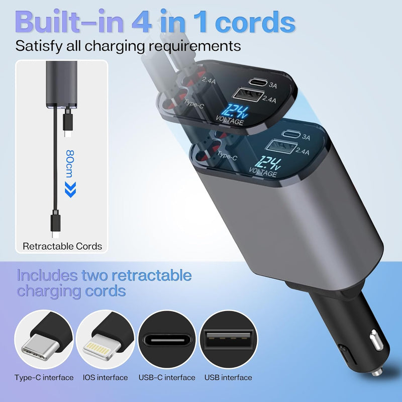 4-in-1 Car Charger Organizer and Fast Charging Hub