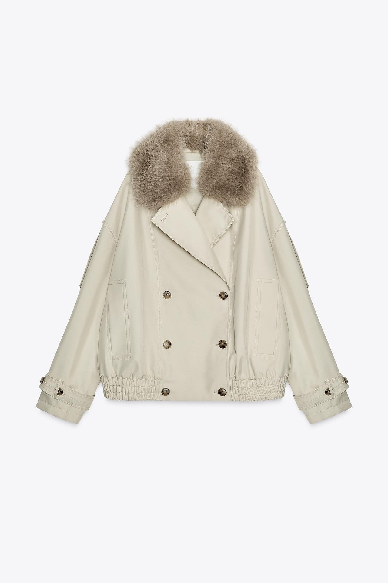 Chic Faux Fur Trench Coat